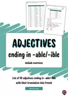 Aperçu - Feuilles d'exercices - Adjectifs en anglais (se terminant par -able / -ible) - Page de couverture