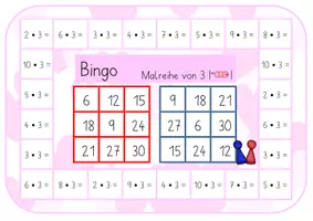 Vorschau - Stationenlernen - Brettspiel Bingo Malreihe von 3 | Einmaleins - Seite 1
