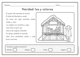 Vista previa - Manualidades / Dibujos para colorear - Navidad: leer y colorear – Actividad educativa para primaria y estudiantes de ELE - página 1