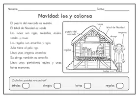 Vista previa - Manualidades / Dibujos para colorear - Navidad: leer y colorear – Actividad educativa para primaria y estudiantes de ELE - página 2