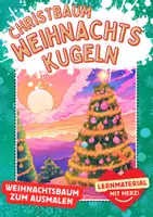 Vorschau - Arbeitsblätter - Weihnachtsbaum Weihnachtskugeln basteln Weihnachten designen ausmalen - Deckblatt