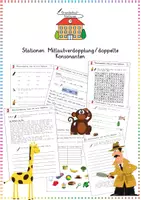 Vorschau - Arbeitsblätter - Mitlautverdopplung / Doppelkonsonanten: Stationenlernen (Rechtschreibung) - Deutsch - Kl. 3/4 - Deckblatt