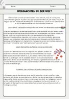 Vorschau - Arbeitsblätter - Weihnachten auf der Welt Leseverstehen - Deckblatt