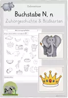 Vorschau - Arbeitsblätter - Buchstabeneinführung N, n (Zuhörgeschichte, Bildkarten) - Deckblatt