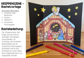 Vorschau - Mal- und Bastelvorlagen - Weihnachtskrippe - Bastelvorlage / Ausmalbild - Seite 1