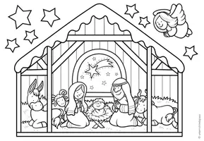 Vorschau - Mal- und Bastelvorlagen - Weihnachtskrippe - Bastelvorlage / Ausmalbild - Seite 2