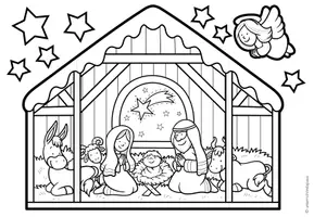 Vorschau - Mal- und Bastelvorlagen - Weihnachtskrippe - Bastelvorlage / Ausmalbild - Seite 3