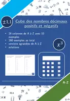 Aperçu - Feuilles d'exercices - Cube des nombres décimaux positifs et négatifs | mathématiques | 26 colonnes - Page de couverture