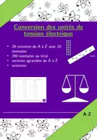 Aperçu - Feuilles d'exercices - Conversion des unités de tension électrique | physique | 26 colonnes - Page de couverture
