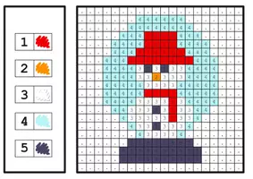 Vorschau - Arbeitsblätter - Pixelkunst Malen nach Zahlen - Schneekugel Weihnachten - Seite 2
