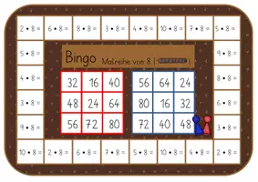 Vorschau - Stationenlernen - Bingo Malreihe von 8 | Einmaleins - Seite 1
