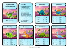 Vorschau - Spiele - Kopfrechnen kleines Einmaleins - Kartenspiel Dinosaurier - Seite 2
