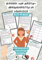 Vorschau - Arbeitsblätter - Alkohol und Nikotin - Abhängigkeiten im Vergleich | Unterrichtsreihe "Der Mensch", Biologie 6./7., Sucht, Drogen - Deckblatt