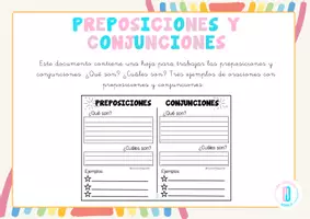 Vista previa - Refuerzo / NEE / Materiales de apoyo - Trabajamos las preposiciones y conjunciones - Portada