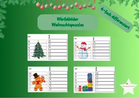 Vorschau - Arbeitsblätter - Materialpaket Weihnachten - ZR 5 (Addition, Mengen, Malen nach Zahlen, Streifenpuzzle Würfelbilder) - Seite 1