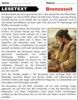 Vorschau - Arbeitsblätter - Bronzezeit: Leseverständnis und Kreuzworträtsel mit Lösungen - Seite 1