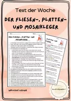 Vorschau - Fördermaterial/Inklusion - Text der Woche: Fliesenleger - Deckblatt