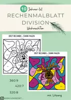 Vorschau - Arbeitsblätter - Weihnachten Rechenmalblatt Division (10er 1x1) - Deckblatt