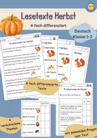 Vorschau - Arbeitsblätter - Lesetexte Herbst Klasse 1 2 Leseförderung - Deckblatt