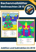 Vorschau - Arbeitsblätter - 🎄 2 Rechenmalblätter Weihnachten: Addition und Subtraktion ZR 10 - Deckblatt