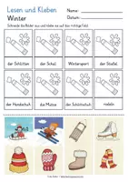 Vorschau - Spiele - Winter Deutsch Lesen und Kleben - Seite 2