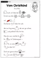 Vorschau - Arbeitsblätter - Weihnachtsgedicht "Vom Christkind": Einfach auswendig lernen! Gedichterarbeitung für die Grundschule - Seite 1