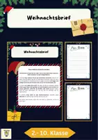 Vorschau - Mal- und Bastelvorlagen - Einen Weihnachtsbrief schreiben Klasse 2, 3, 4, 5, 6, 7, 8, 9, 10 - Deckblatt