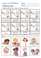 Aperçu - Feuilles d'exercices - Allemand Deutsch Lesen und Kleben Valentinstag - Page 2