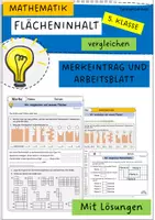 Vorschau - Arbeitsblätter - Vergleichen und Messen von Flächeninhalte - Deckblatt