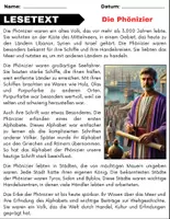 Vorschau - Arbeitsblätter - Die Phönizier: Leseverständnis und Kreuzworträtsel mit Lösungen - Seite 1