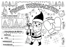 Vorschau - Arbeitsblätter - Ausmalbilder Weihnachten - Spiel- & Rätselmatte "Weihnachten" | Aufgaben für Schnelle | Ich bin fertig Aufgaben | Lückenfüller - Seite 1
