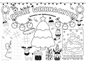 Vorschau - Arbeitsblätter - Ausmalbilder Weihnachten - Spiel- & Rätselmatte "Weihnachten" | Aufgaben für Schnelle | Ich bin fertig Aufgaben | Lückenfüller - Seite 1