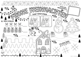 Vorschau - Arbeitsblätter - Schwungübungen Vorschule - Kreativmatte "Weihnachten" - Schwungübungen - malen & zeichnen | Vorschule | Schwungübungen Klasse 1 | Winter Kindergarten | Aufgaben für Schnelle | Ich bin fertig Aufgaben | Lückenfüller | Ausmalbilder Weihnachten - Seite 1
