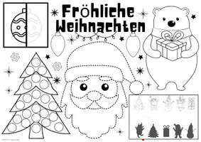 Vorschau - Arbeitsblätter - Schwungübungen Vorschule - Kreativmatte "Weihnachten" - Schwungübungen - malen & zeichnen | Vorschule | Schwungübungen Klasse 1 | Winter Kindergarten | Aufgaben für Schnelle | Ich bin fertig Aufgaben | Lückenfüller | Ausmalbilder Weihnachten - Seite 1