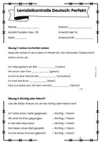 Vorschau - Arbeitsblätter - Lernzielkontrolle Deutsch Verben im Perfekt - Seite 3
