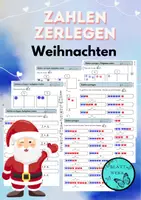 Vorschau - Arbeitsblätter - Zahlen zerlegen: Weihnachten, Mathematik, Zahlenraum bis 10, Addition, Zahldarstellungen - Deckblatt