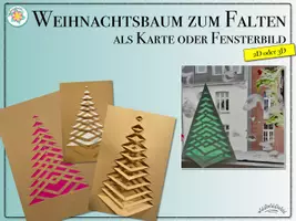 Vorschau - Mal- und Bastelvorlagen - FALTBILD „WEIHNACHTSBAUM“ zum Schneiden von & Falten mit 2D- oder 3D-Effekt (Kirigami z.B. als Fensterbild, Bildanleitung) (Christbaum, Baum, Weihnachten, Advent, Sun Catcher) - Seite 2