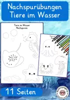 Vorschau - Arbeitsblätter - Nachspuren Tiere Motorikübung Ausmalbilder - Deckblatt