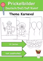 Vorschau - Arbeitsblätter - Prickelbilder / Fensterbilder Thema Fasching/Karneval - Grundschule - Bastelvorlagen - Deckblatt