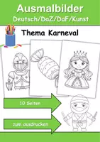 Vorschau - Arbeitsblätter - Ausmalbilder Thema Fasching/Karneval - Grundschule - Bastelvorlagen - Deckblatt