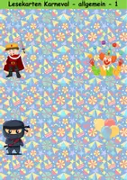 Vorschau - Arbeitsblätter - Lesekarten/Bildkarten Fasching/Karneval mittelschwer - DaZ/DaF, Deutsch (Grundschule) - Seite 1