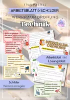 Vorschau - Arbeitsblätter - Technik Werkraumordnung (Arbeitsblatt und Schilder) - Deckblatt