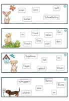 Vorschau - Arbeitsblätter - Schüttelsätze Hunde im Frühling Satzbau Deutsch - Seite 1