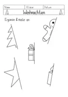 Vorschau - Arbeitsblätter - Geometrie zu Weihnachten - Ergänze die 2. Hälfte 🎄 - Seite 1