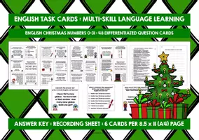 Vorschau - Stationenlernen - ENGLISCH CHRISTMAS: Weihnachten Zahlen 0-31 | 48 Differenzierte Aufgabenkarten | Lösungen | A1 | Für Deutschsprachige - Seite 1