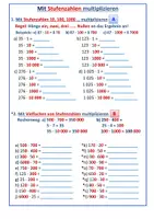 Vorschau - Arbeitsblätter - Multiplizieren mit Stufenzahlen und ihren Vielfachen - Seite 1