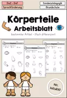 Vorschau - Arbeitsblätter - Körperteile Körper Arbeitsblatt Artikel - DaZ DaF - Deckblatt