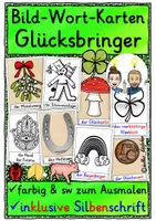 Vorschau - Fördermaterial/Inklusion - Glücksbringer – Ausmalbilder & Bild-Wort-Karten Wortschatz - Deckblatt