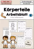 Vorschau - Arbeitsblätter - Körper Körperteile Arbeitsblatt Wortschatz - DaZ DaF - Deckblatt