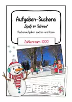 Vorschau - Stationenlernen - Aufgaben-Sucherei - "Spaß im Schnee": Addition und Subtraktion im Zahlenraum 1000 - Deckblatt